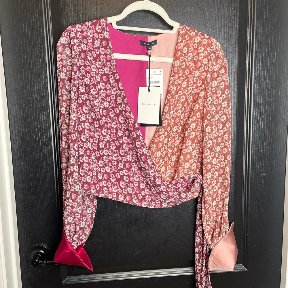 En Saison Floral Side Tie NWT SATIN CUFFS Formal Wear Party